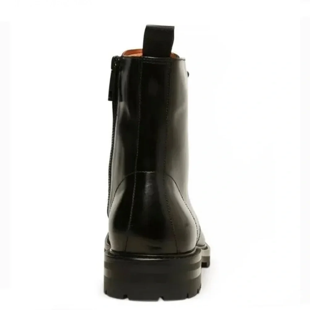 Steve Madden Combat Black Leather Boots Size 8
